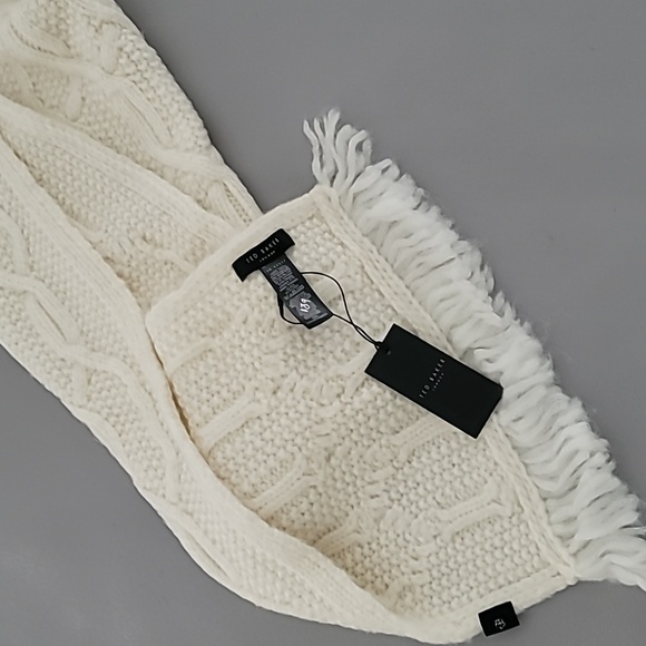 Ted Baker London Homerton Cable Knit Wool Blend Scarf Wrap Ivory O/S $139 - Picture 2 of 7